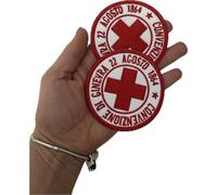 Toppa - Patch ricamata Termoadesiva o con strappo Croce Rossa Italiana Convenzione di Ginevra (Attacco con cucitura)