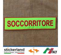 Toppa Patch SOCCORRITORE su base giallo fluo da 29 cm x 7 cm CON VELCRO M + F