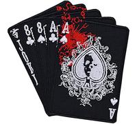 Toppa per carte di poker "Dead mans hand" da cucire e stirare | Bloddy Cards Patch applicazione universale per tutti i tessuti | 85x85 mm