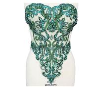 Toppa per cucire a mano con brillanti diamanti e paillettes, per abbigliamento, con decorazione a diamante, accessori per abiti, 1 pezzo (verde scuro)