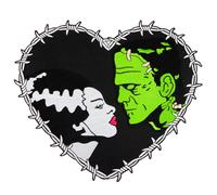 Toppa posteriore ricamata con motivo a cuore ""Frankenstein & Bride"" di Universal Monsters
