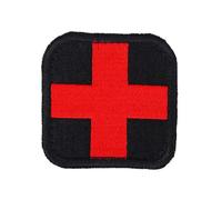 Toppa Ricamata 10x10 cm Croce Rossa con Gancio e Passante per IFAK Rip Away, EMT, EMS, Kit Pronto Soccorso per Paramedico, Trauma, Intervento Urgente, Soccorritore, Ambulanza, Operazione Tattica