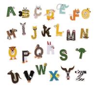 Toppa Ricamata 26 toppe simpatiche for adesivi con lettere AZ dell'alfabeto inglese for vestiti, cartoni animati, strisce ricamate fai da te(NO.2 Anmial)