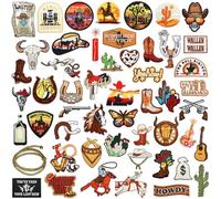 Toppa Ricamata, 52 Pezzi Toppe Ricamate da Cowboy Western, Patch Termoadesive per Vestiti Cappelli Zaini Giacche Jeans Feste Decorazioni