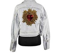 Toppa ricamata a forma di cuore, con paillettes, fatta a mano, per abbigliamento, fai da te, ferro da stiro, ricamo con fiori parche 2 pezzi
