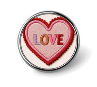 Toppa ricamata a forma di cuore con scritta "Love", spilla rotonda per uomo e donna, alla moda, per colletto, giacca, zaino, accessori
