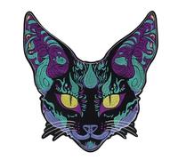 Toppa ricamata a forma di gatto nero, da applicare con ferro da stiro, stile punk, per giacche, gilet, jeans, zaini, accessori di abbigliamento, emblema a forma di gatto (A)