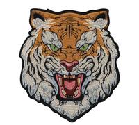 Toppa ricamata a forma di testa di tigre ruggente, da applicare con ferro da stiro, accessorio per abbigliamento punk fai