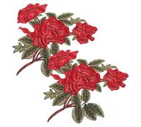 Toppa Ricamata a Rosa Rossa per Abiti, Borse e Borsette | Poliestere, Coppia Decorativa per Riparare e Abbellire Capi, Accessori, Stile Elegante e Grazioso