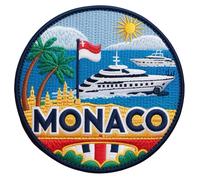 Toppa ricamata con bandiera del Monaco, da applicare con ferro da stiro o cucire, 8,1 cm, da viaggio, Monte Carlo, Europa, souvenir, Francia, vacanze, emblema regalo