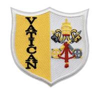 Toppa ricamata con bandiera della Città del Vaticano (7,6 cm), da applicare con ferro da stiro, da cucire, da viaggio, Roma, Italia, souvenir cristiano, stemma, stemma, fai da te, idea regalo