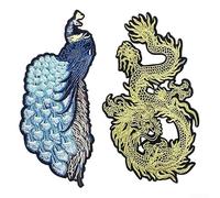 Toppa ricamata con dragone fenice per abbigliamento e decorazione tessile per la casa, adatta per stirare e cucire ad alta temperatura (Phoenix)