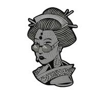 Toppa ricamata con geisha, da donna, giapponese, da applicare con ferro da stiro, da applicare con ferro da stiro