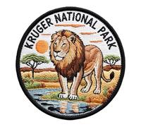 Toppa ricamata con leone del Parco Nazionale Kruger, da applicare con ferro da stiro o da cucire, 7,6 cm, souvenir da viaggio in Sudafrica