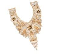 Toppa ricamata con paillettes e perline, da cucire su colletto con perline, per abiti da sposa, abiti da sera, abiti da sposa, artigianato e cucito