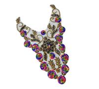 Toppa ricamata con paillettes, perline da cucire sul colletto, per abiti da sposa, abito da sera, decorazione in pizzo