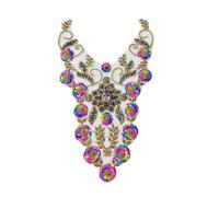 Toppa ricamata con paillettes, perline da cucire sul colletto, per abiti da sposa, abito da sera, decorazione in pizzo