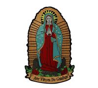 Toppa ricamata con pesche Vergine Maria Madonna di Guadalupe, per battesimo, per camicie e borse, da applicare con ferro da stiro