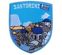 Toppa ricamata con Santorini e Grecia, da applicare con ferro da stiro o da cucire, 7,6 cm, bellissima isola greca con bandiera della Grecia, souvenir per viaggi in Europa, perfetta per zaini, giacche