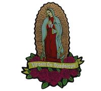 Toppa ricamata con scritta "Lady of Guadalupe", con scritta in lingua inglese "Mary Jesus", con scritta in lingua inglese "Virgen Maria Aplique Parche", sagrado Corazon Virgen Maria Aplique Parche
