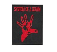 Toppa ricamata con scritta "System of A Down", da applicare con ferro da stiro, colore: rosso