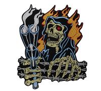 Toppa ricamata con teschio di fuoco, stile punk, per vestiti, zaini, jeans