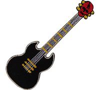 Toppa ricamata con teschio elettrico nero, termoadesiva e da cucire.