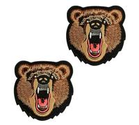 Toppa Ricamata Con Testa Di Orso 2 Pezzi, Fascia Da Braccio Tattica Ricamata, Applique Con Distintivo Di Animale Ruggente, Nastro Fusibile, Decorazione Per Abbigliamento E Cappello, Toppa Magica