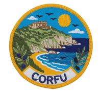 Toppa ricamata Corfù, 7,6 cm, termoadesiva o da cucire, da viaggio, souvenir della Grecia, isola greca, Europa