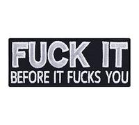 Toppa ricamata da annodare/applicare con ferro: "Fuck it, before it fucks you" Applicazione blasfema per Heavy Metal, un regalo per uomini/donne | Giacca/gilet/jeans/kutte | 100x40mm