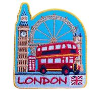 Toppa ricamata da applicare con ferro da stiro o cucire, motivo: Londra, Inghilterra, 7 cm, colorata, per viaggi europei, avventure, viaggi, souvenir, fai da te