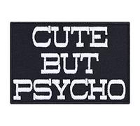 Toppa ricamata da applicare con ferro da stiro o cucitura: "CUTE BUT PSYCHO" Patch punk da annodare o attaccare | Heavy Metal | Regalo rocker | Applicazione per giacche/gilet/jeans/cappotti 80x55mm