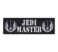 Toppa ricamata da applicare con ferro da stiro o cucitura "JEDI MASTER" | Maestro Jedi Joda Patch | Fan-Articolo Gamer Movie Regalo Applicazione per tutti i tessuti | 95x30mm