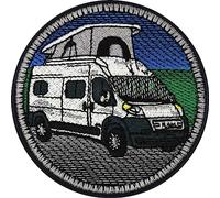 Toppa ricamata da applicare con ferro da stiro o cucitura: "Patch per camper van, patch per campeggio, adesivo per amanti della natura, patch per camper van 75x75 mm