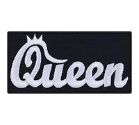 Toppa ricamata da applicare con ferro da stiro o cucitura "QUEEN" | Patch divertente per donne da ferro da stiro | Adesivo per borsa sportiva, jeans | Applique per tutti i tessuti | 90x45mm