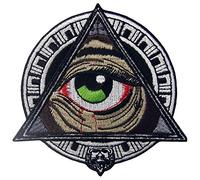 Toppa ricamata da applicare con ferro da stiro o cucitura, tema: Motivi geometrici maya che vedono tutti gli occhi sanguinanti