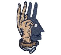 Toppa ricamata da applicare con ferro da stiro o cucitura, tema: Vittoria con il diavolo