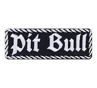 Toppa ricamata da applicare con ferro da stiro o cucitura: Toppa "PITBULL" Patch da stirare Biker Motociclista | Regalo Heavy Metal | Applicazione giacca/vestito/jeans/bauletto moto | 100x35mm