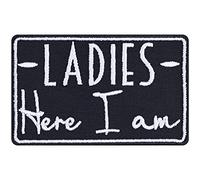 Toppa ricamata da applicare con ferro o cucire: "Ladies - here I am" Patch per il proprio ego|Applique per motociclisti | Regalo per donne seducenti | Applicazione per giacca/jeans/maglietta | 80x50mm