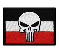 Toppa ricamata da applicare con ferro o cucire: Teschio Germania Bandiera Impero Tedesco | Patch Biker Rocker per tutti i tessuti | Adesivo Heavy Metal da annodare/applicare con ferro | 90x65mm