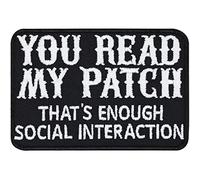 Toppa ricamata da applicare con ferro o cucire: "You read my patch, basta interazioni sociali" | Patch applicabile con ferro | Regalo divertente per uomini | Applicazione tessuti | 70x50mm