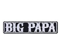 Toppa ricamata da applicare con ferro o cucitura: "BIG PAPA" Patch Rocker | Patch per jeans e accessori moto | Rockabilly Big Daddy Applicazione per tutti i tessuti | 90x20mm
