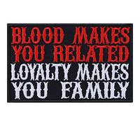 Toppa ricamata da applicare con ferro o cucitura: "Blood makes related - LOYALTY makes you family" Patch per motociclisti | immagini di stiro Heavy Metal | Applicazione adesiva per tessuti | 90x55mm