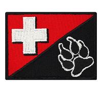 Toppa ricamata da applicare con ferro o cucitura: "K9 Cane Polizia Svizzera" | Patch cane poliziotto bandiera svizzera | Applicazione zampe cane | Ideale per guinzagli/pettorine | 70x50mm