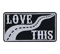 Toppa ricamata da applicare con ferro o cucitura: Route66 "Love this road" | Patch biker annodabile/applicabile con ferro toppe termoadesive | Applique vintage per motociclisti nostalgici | 90x50mm