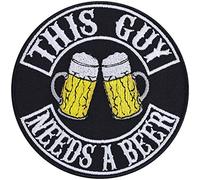Toppa ricamata da applicare con ferro o cucitura: Toppa "QUESTO TIPO HA BISOGNO DI UNA BIRRA" con ricamo, patch per amanti birra, regalo uomo, applicazione per festa addio al celibato - 90x90mm