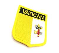 Toppa ricamata da cucire o applicare con ferro da stiro, motivo: scudo della Città del Vaticano, bandiera europea, confezione da 1