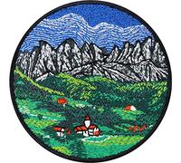 Toppa ricamata ferro o cucitura: Alpi | Paesaggio alpino | Patch CAI - Club Alpino Italiano | Adesivo | Applicazione termoadesiva | Protezione natura | Flicken jeans | 80x80mm