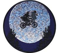 Toppa ricamata ferro o cucitura: "E.T. in bicicletta" L'Extraterrestre UFO Alieno Applicazione adesiva Premium Abzeichen ricamato - Luna Patch da cucire 80x80mm