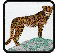 Toppa ricamata ferro o cucitura: Ghepardo Africa | Salva il Pianeta | Patch Ghepardo Cheetah | Arte fauna selvatica | Adesivo | Ricamo | Protezione delle specie | Regalo per bambini | 75x75mm